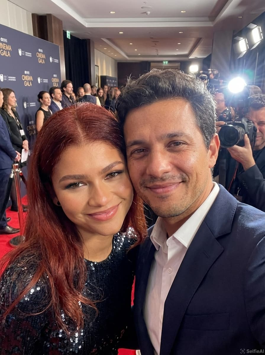 AI-generated Selfie with Zendaya in Red Carpet scene